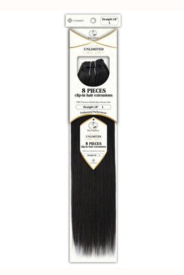 Dressmaker human hair clip-in extensions 18 inch eight-piece set